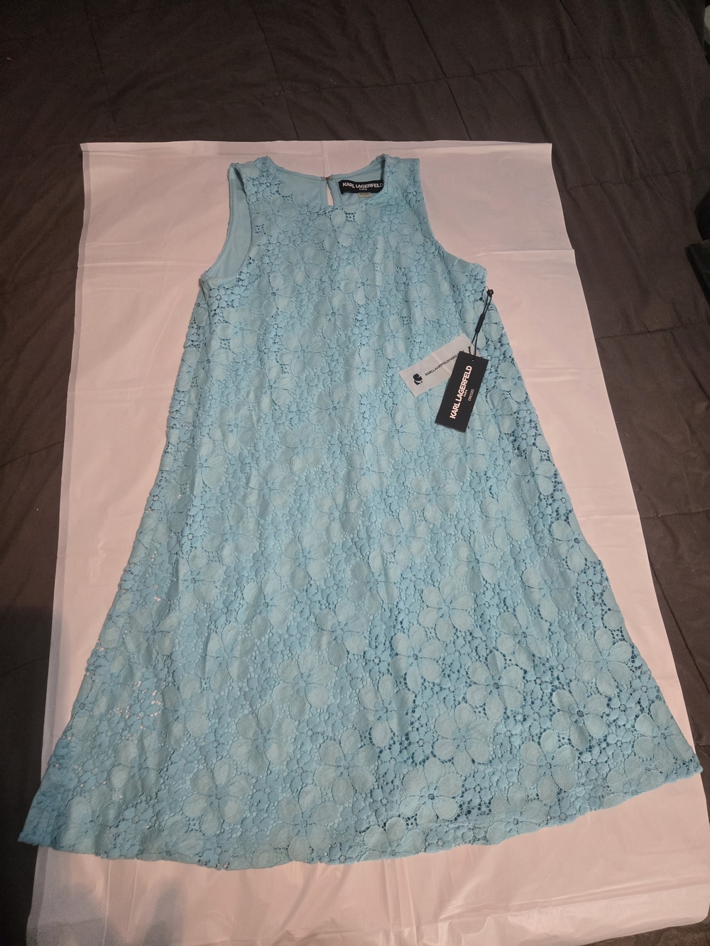 Karl Lagerfeld Light Blue Lace Shift Dress